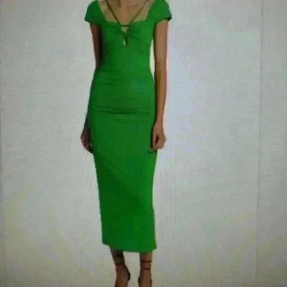New Jonathan  Simkhai Meryl Midi Dress in Green, Size S Retails $275 - Picture 2 of 4